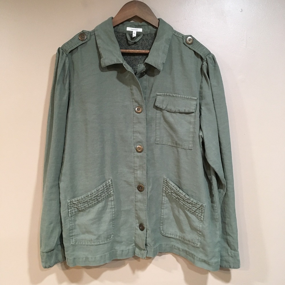 Maurices Military Jacket Womens XL Olive Green Utility Safari Army Earthy Boho